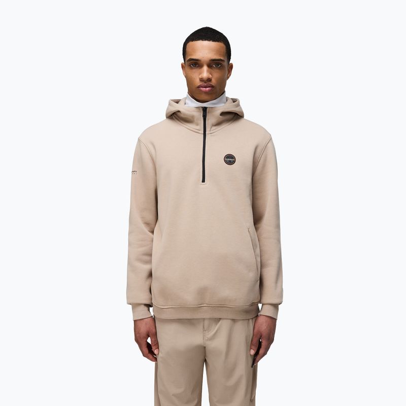 Bluza męska Napapijri B-Badge Half Zip Hooded beige rocky