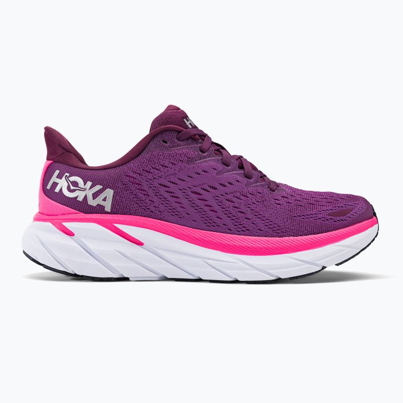 Buty do biegania damskie HOKA Clifton 8 grape wine/beautyberry 2
