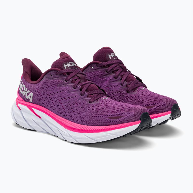 Buty do biegania damskie HOKA Clifton 8 grape wine/beautyberry 4