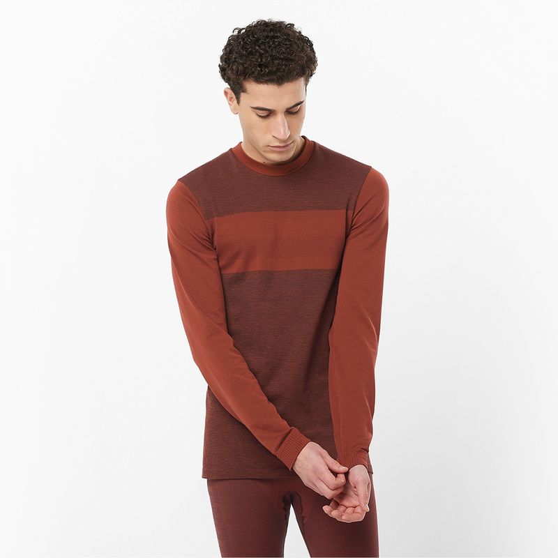 Longsleeve termoaktywny męski Salomon Essential Wool rum raisin