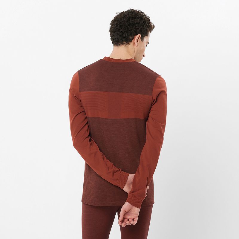 Longsleeve termoaktywny męski Salomon Essential Wool rum raisin 2