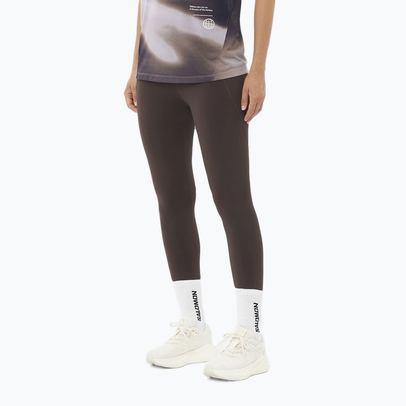 Legginsy do biegania damskie Salomon SHAKEout Bliss 25" coffee bean