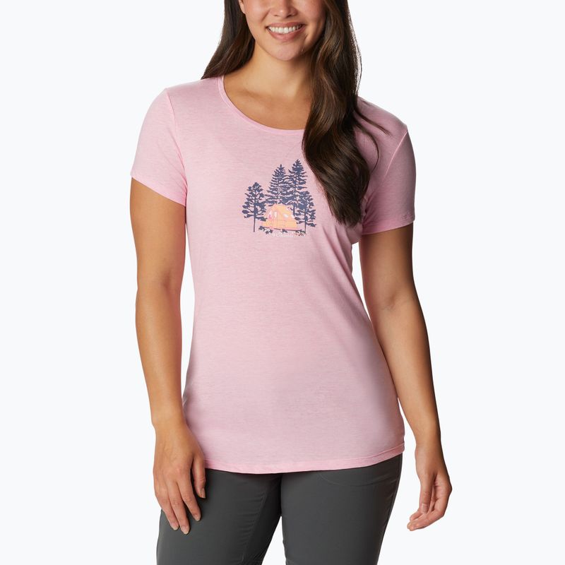 Koszulka trekkingowa damska Columbia Daisy Days Graphic wild rose hthr/best site graphic