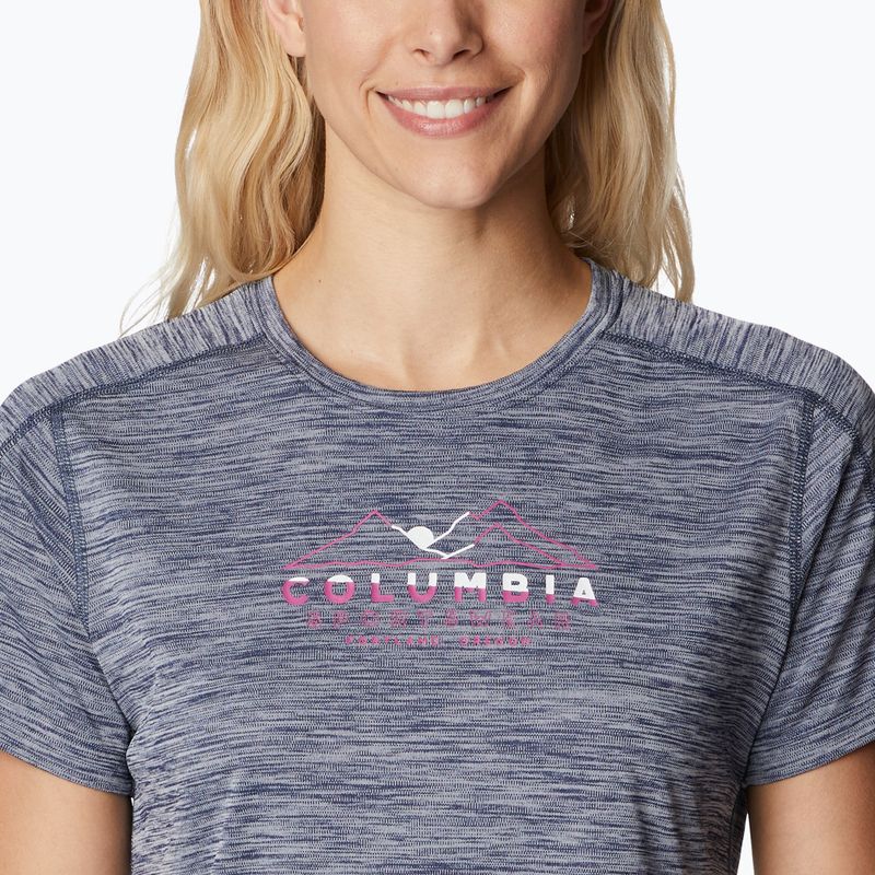 Koszulka trekkingowa damska Columbia Zero Rules Graphic Crew nocturnal hthr/csc range lines graphic 3
