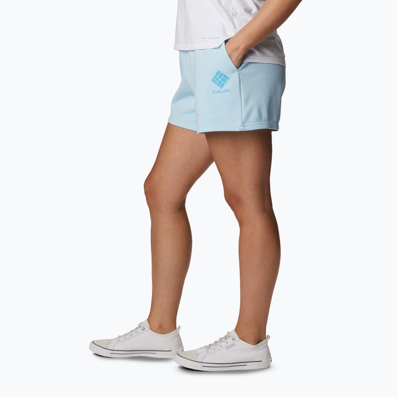 Spodenki trekkingowe damskie Columbia Logo III French Terry spring blue/atoll logo 3