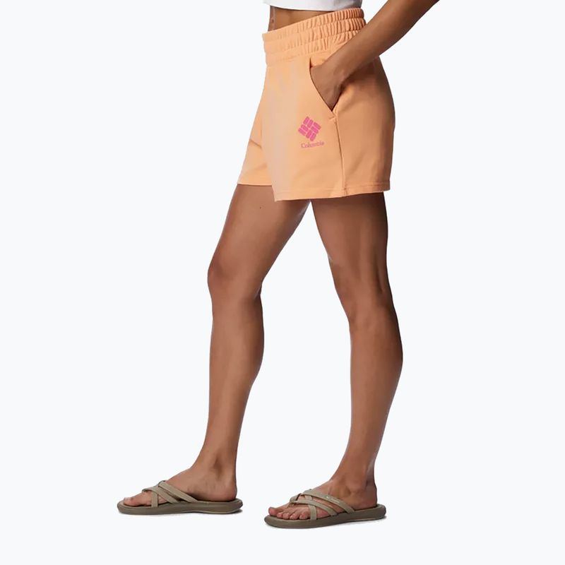 Spodenki trekkingowe damskie Columbia Logo III French Terry peach/wild geranium logo 3