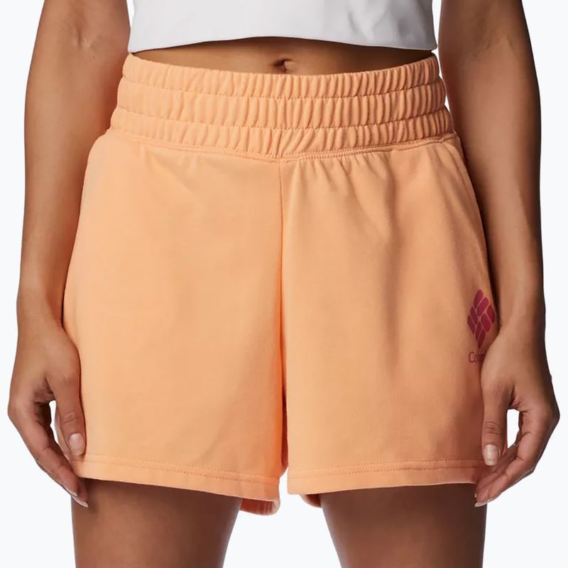 Spodenki trekkingowe damskie Columbia Logo III French Terry peach/wild geranium logo 4
