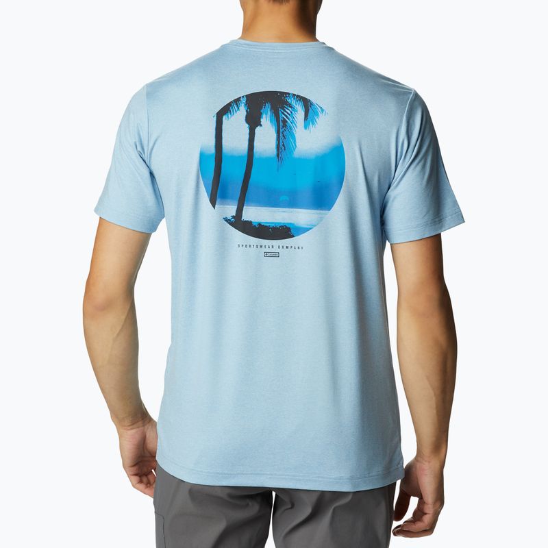 Koszulka trekkingowa męska Columbia Tech Trail Graphic jet stream hthr/palmscape tonal graphic 2
