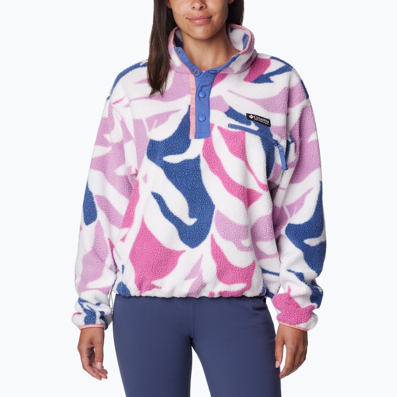 Bluza polarowa damska Columbia Helvetia Cropped 1/2 cosmos floristic print/eve/salmon rose