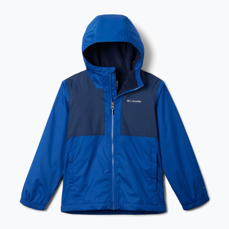 Kurtka przeciwdeszczowa dziecięca Columbia Rainy Trails II Fleece mountain blue/ collegiate navy slub