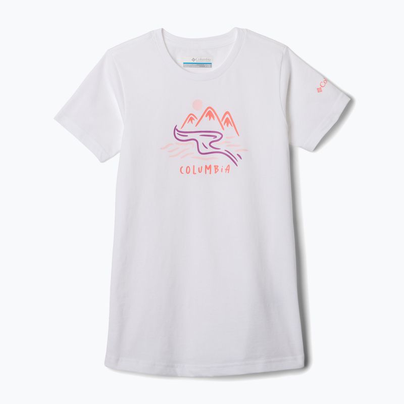 Koszulka trekkingowa dziecięca Columbia Mission Lake Graphic white/weaving waterscape