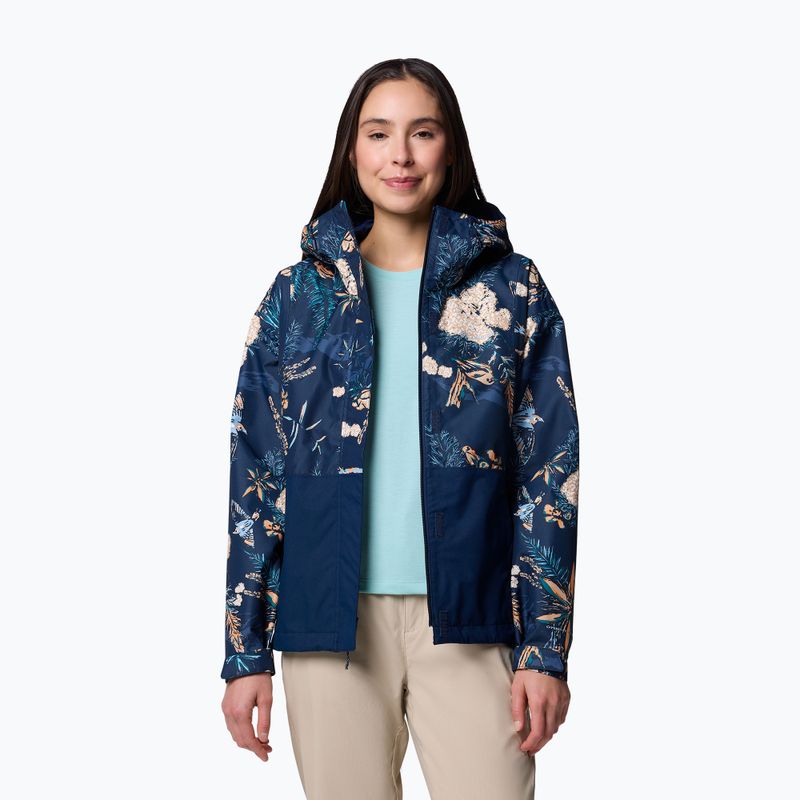 Kurtka przeciwdeszczowa damska Columbia Hikebound Printed collegiate navy 5