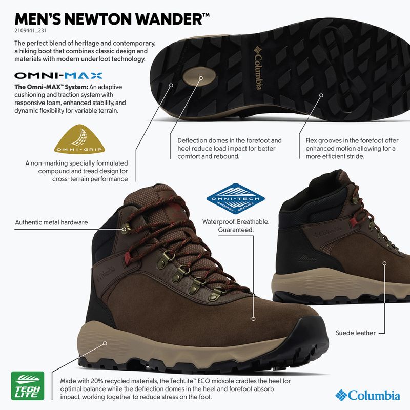 Buty trekkingowe męskie Columbia Newton Wander cordovan/spice 8