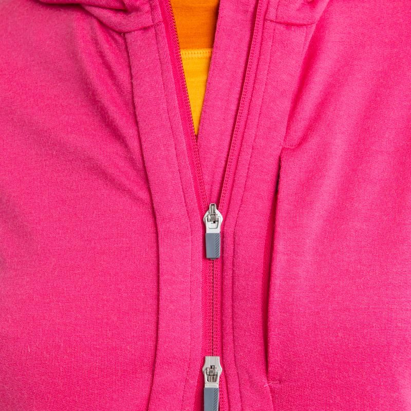 Bluza trekkingowa damska icebreaker Quantum III Zip Hood tempo/electron pink/cb 5