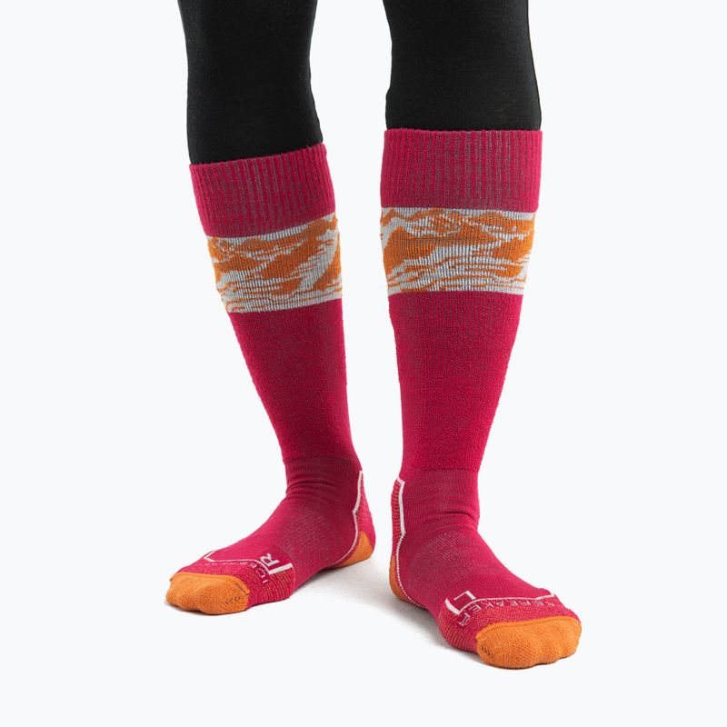 Skarpety narciarskie damskie icebreaker Ski+ Light OTC Alps 3D electron pink/earth/snow 2