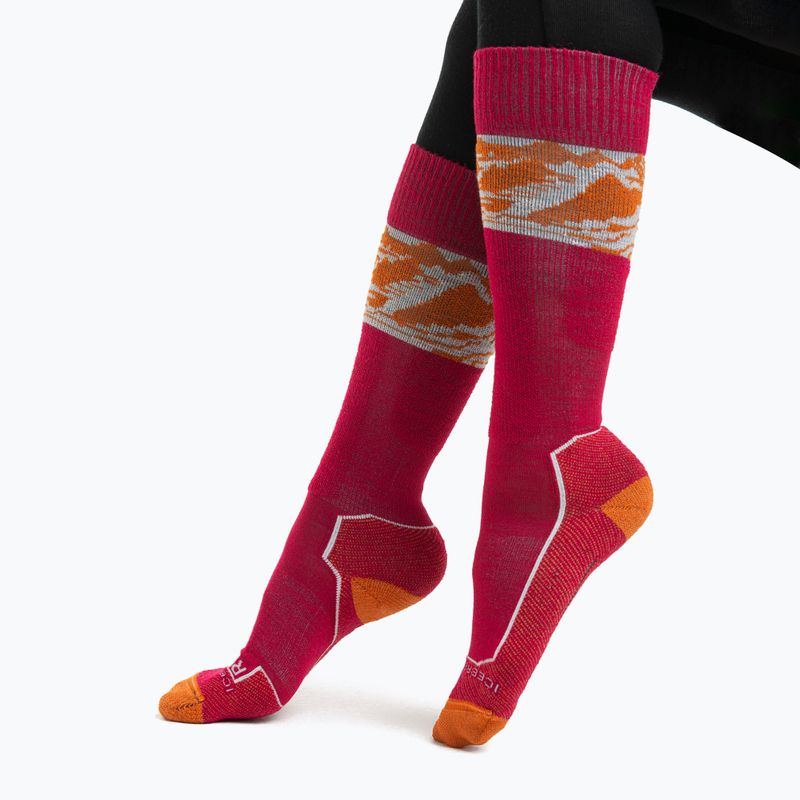 Skarpety narciarskie damskie icebreaker Ski+ Light OTC Alps 3D electron pink/earth/snow 3