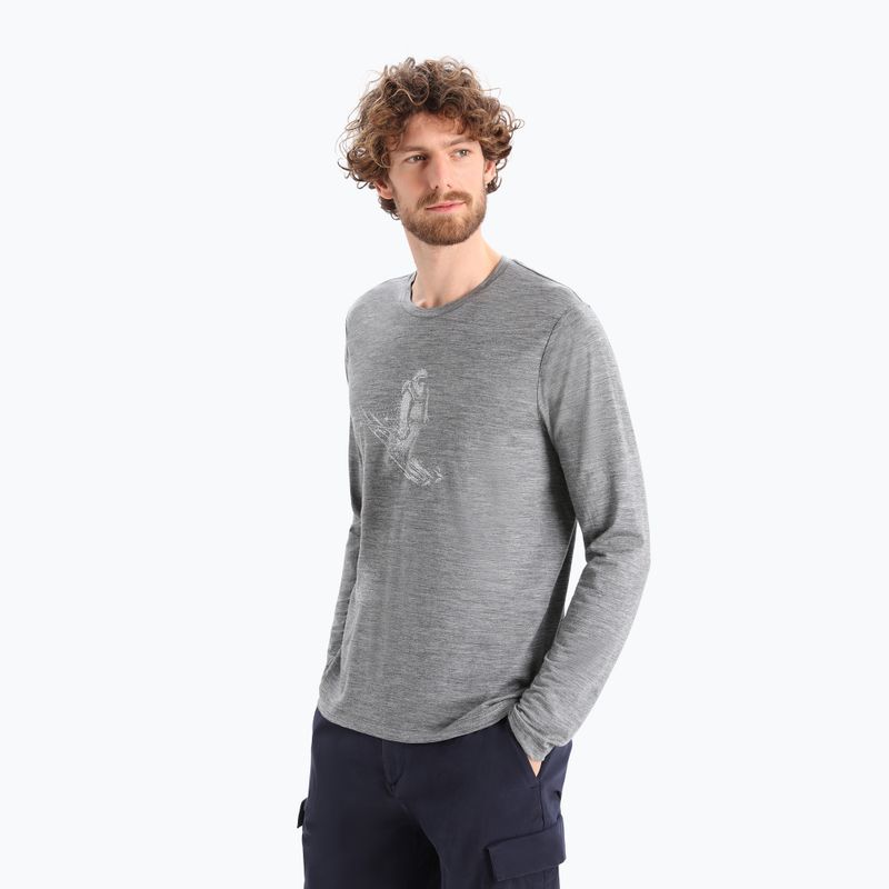 Longsleeve trekkingowy męski icebreaker Tech Lite II Skiing Yeti gritstone heather