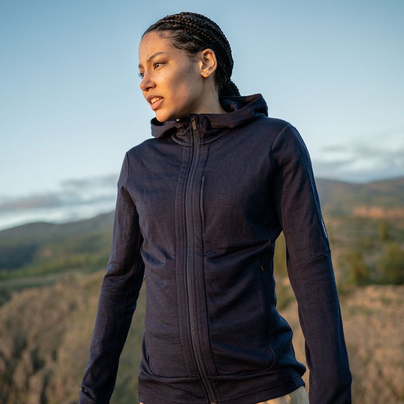 Bluza trekkingowa damska icebreaker Quantum III Zip Hood midnight navy 9