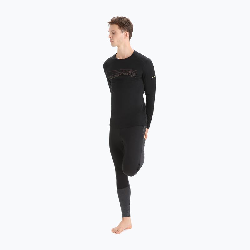 Longsleeve termoaktywny męski icebreaker 200 Oasis Crewe Ski Stripes black 2