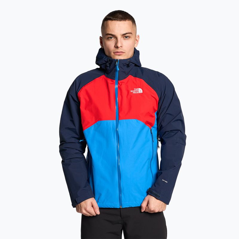 Kurtka przeciwdeszczowa męska The North Face Stratos super sonic blue/fiery red/summit navy