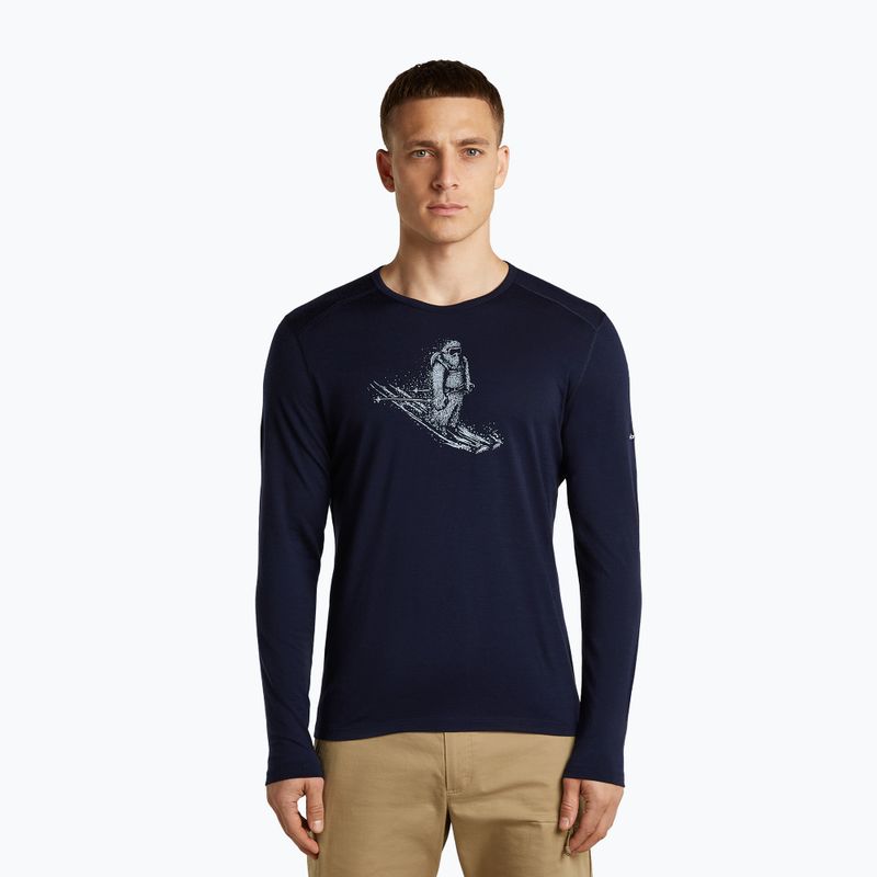 Longsleeve męski icebreaker Merino 200 Oasis Crewe SkiingYeti midnight navy