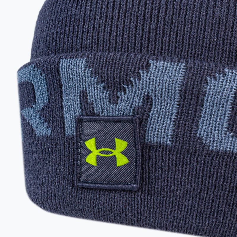 Czapka zimowa męska Under Armour UA Halftime Fleece Pom tempered steel/aurora purple/yellow ray 3
