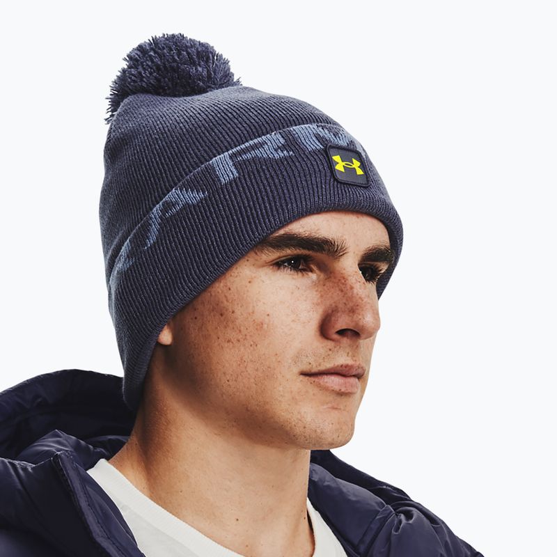 Czapka zimowa męska Under Armour UA Halftime Fleece Pom tempered steel/aurora purple/yellow ray 6