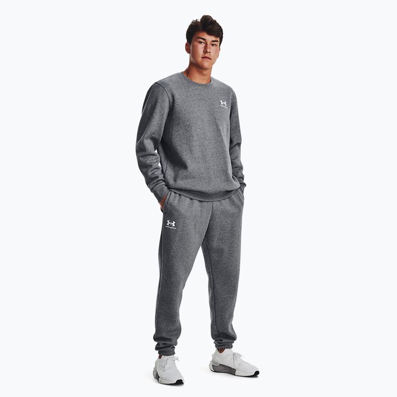 Spodnie treningowe męskie Under Armour Essential Fleece Joggers pitch gray medium heather/white 2