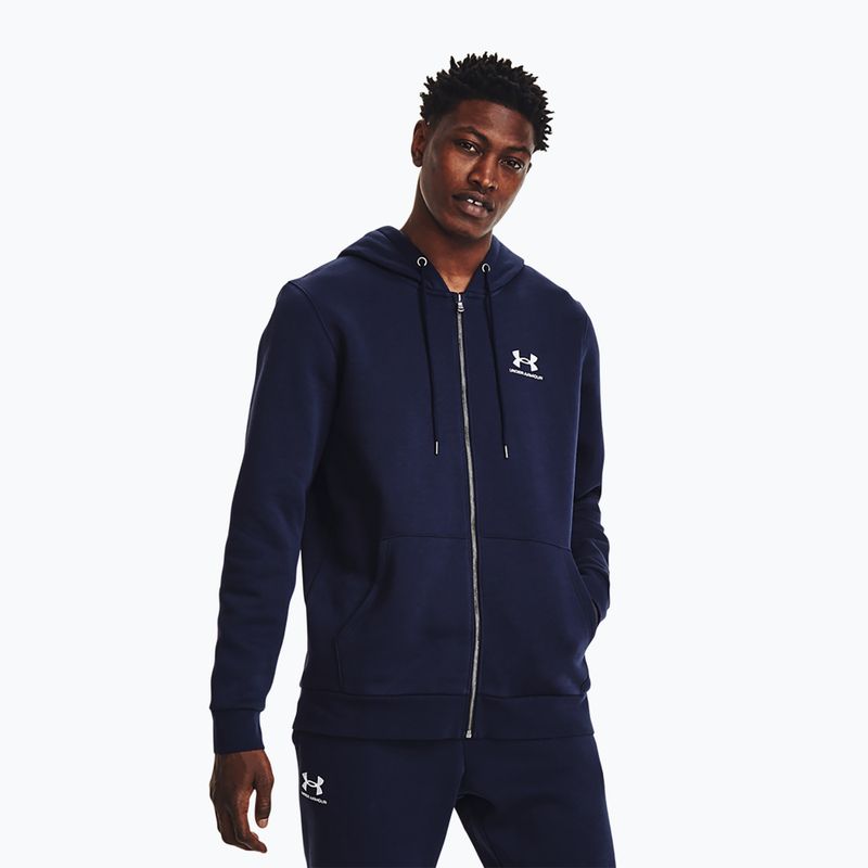 Bluza męska Under Armour Essential Fleece FZ Hood midnight navy/white