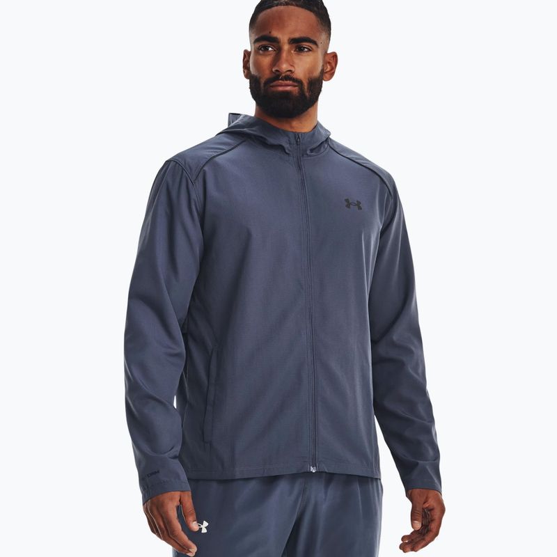 Kurtka do biegania męska Under Armour Storm Run Hooded downpour gray/harbor blue/reflective 6