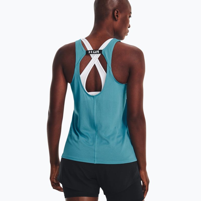 Koszulka do biegania damska Under Armour Fly By Tank glacier blue/glacier blue/reflective 4