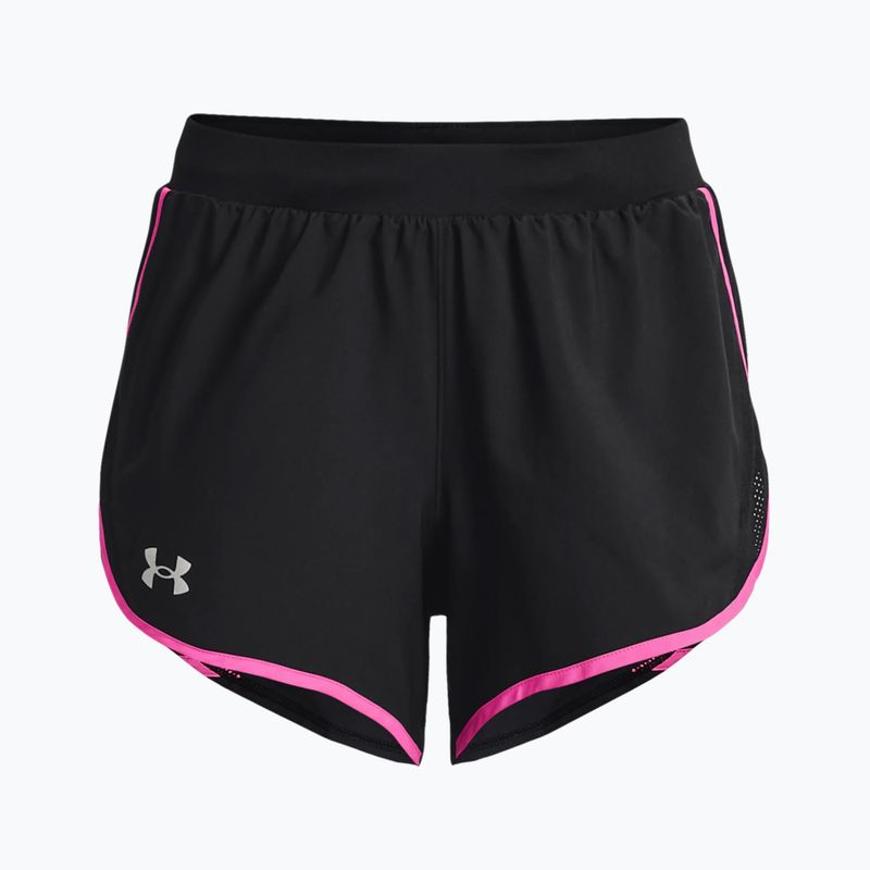 Spodenki do biegania damskie Under Armour Fly By 2.0 black/rebel pink/reflective 3