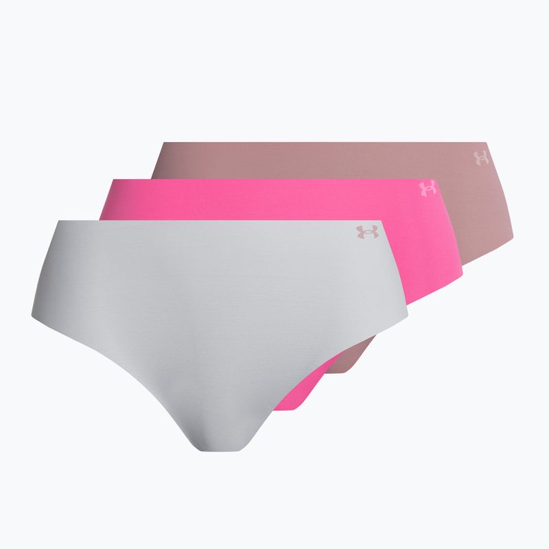 Stringi damskie Under Armour Pure Stretch Thong 3 pary pink elixir/halo gray/rebel pink
