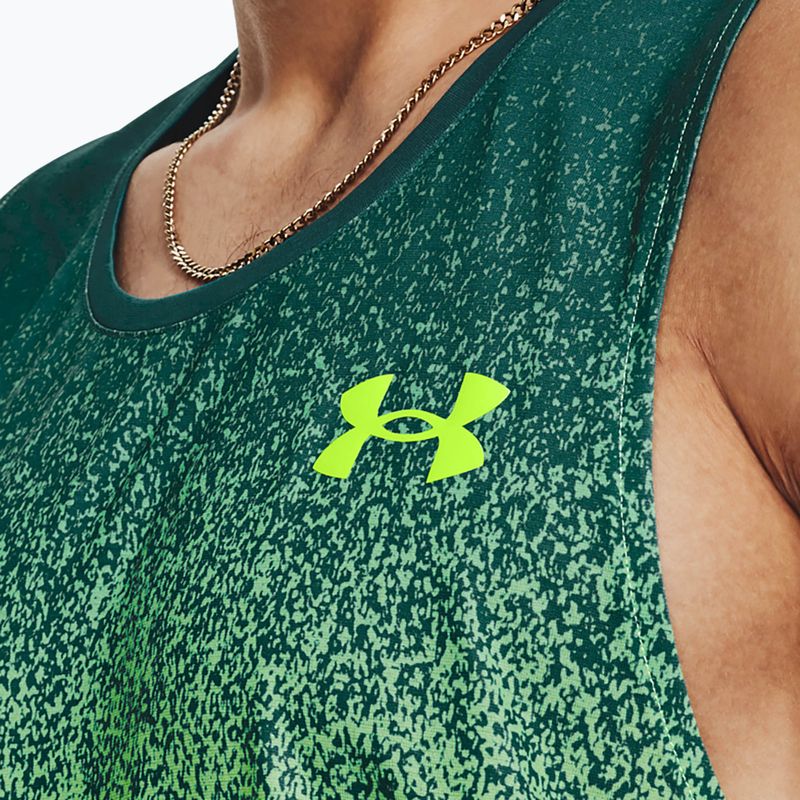 Koszulka do biegania męska Under Armour Rush Cicada Singlet coastal teal/lime surge/lime surge 3