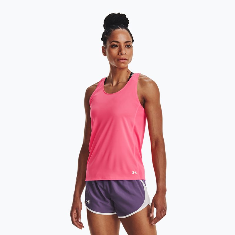 Koszulka do biegania damska Under Armour Fly By Tank pink shock/pink shock/reflective