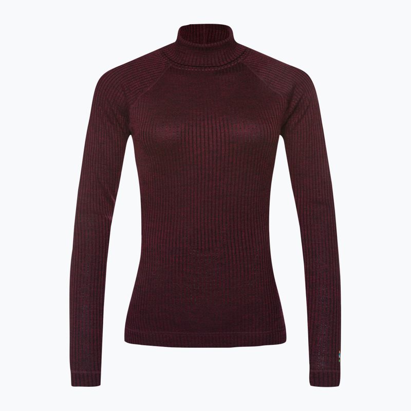 Longsleeve termoaktywny damski Smartwool Thermal Merino Rib Turtleneck black cherry heather