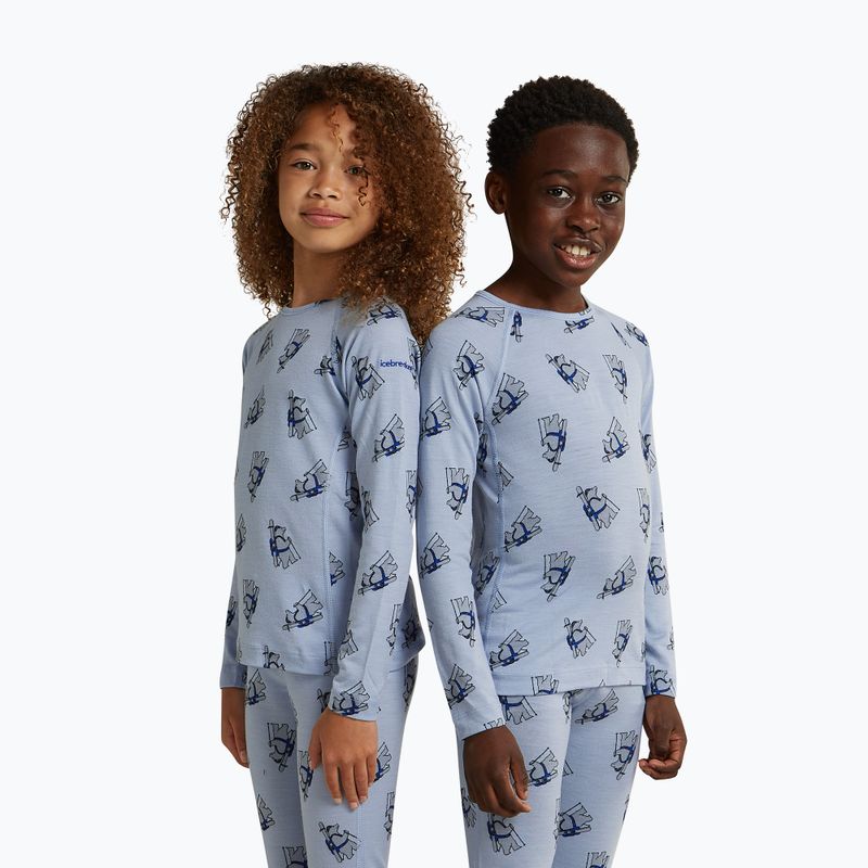 Bluza termoaktywna dziecięca Icebreaker Merino 200 Oasis Crewe Bear Tour Zinc Blue/Aop 2