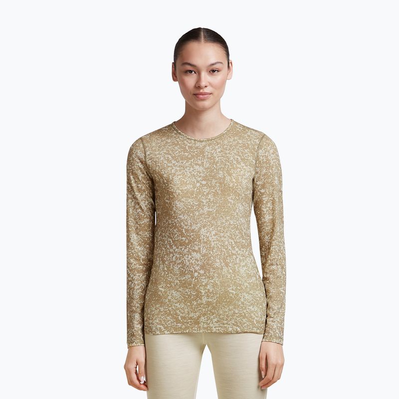 Longsleeve damski icebreaker Merino 200 Oasis Crewe Moss Bloom cumin/undyed/aop