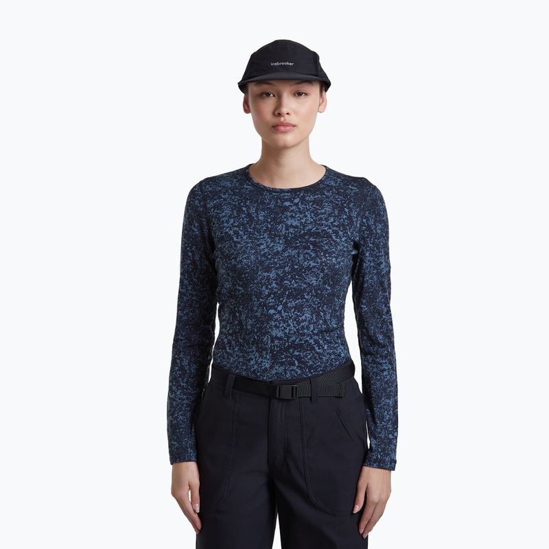Longsleeve damski icebreaker Merino 200 Oasis Crewe Moss Bloom navy/dawn/aop 5