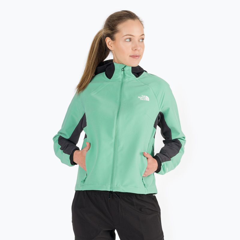 Kurtka softshell damska The North Face AO Softshell Hoodie wasabi/asphalt grey/black