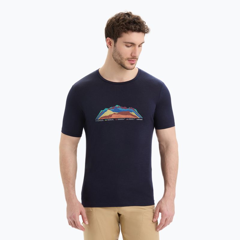 Koszulka trekkingowa męska icebreaker Tech Lite II 7 Mountain Tops midnight navy