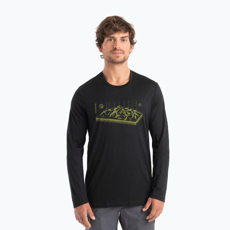 Longsleeve termoaktywny męski icebreaker Merino 150 Tech Lite II Tee Alps 3D black