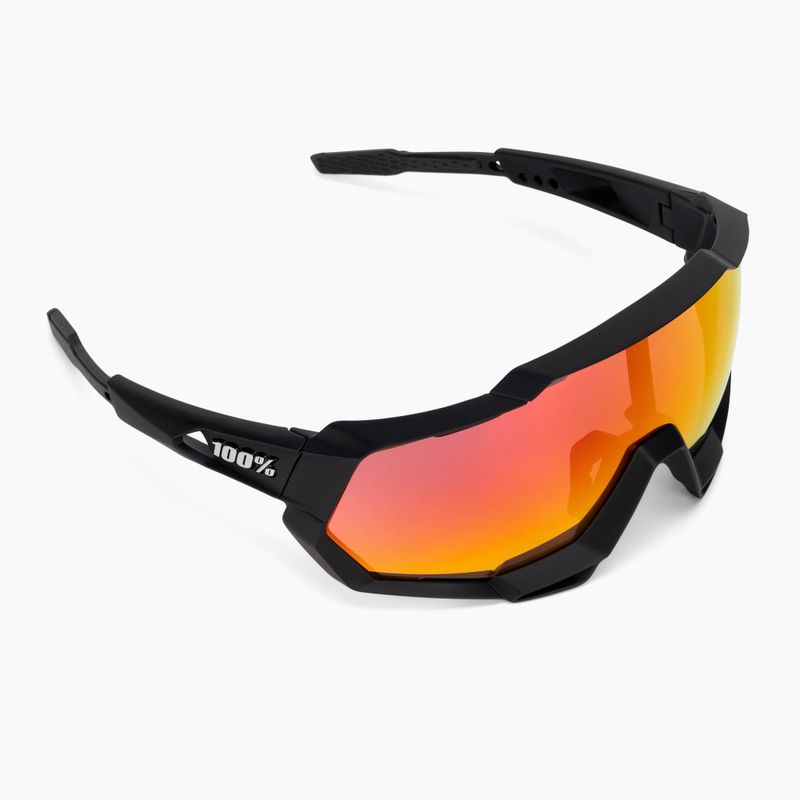 Okulary przeciwsłoneczne 100% Speedtrap soft tact black/hiper red multilayer mirror 2