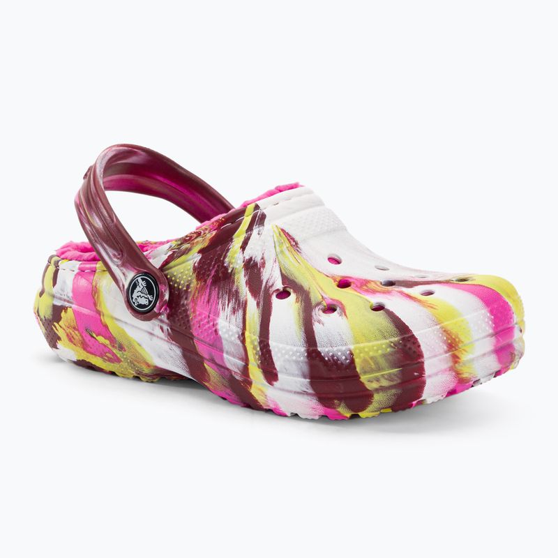 Klapki dziecięce Crocs Classic Lined Marbled Clog electric pink/multi 207773 2