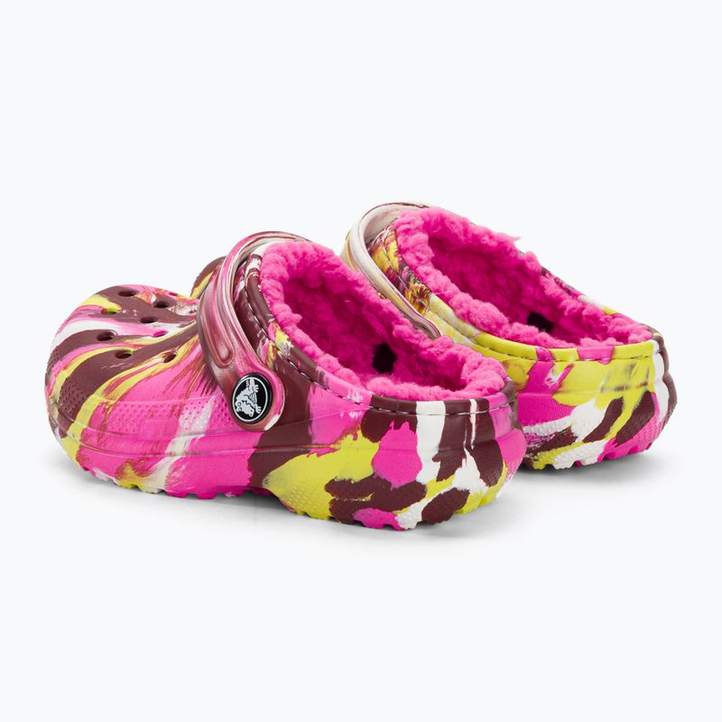 Klapki dziecięce Crocs Classic Lined Marbled Clog electric pink/multi 207778 4