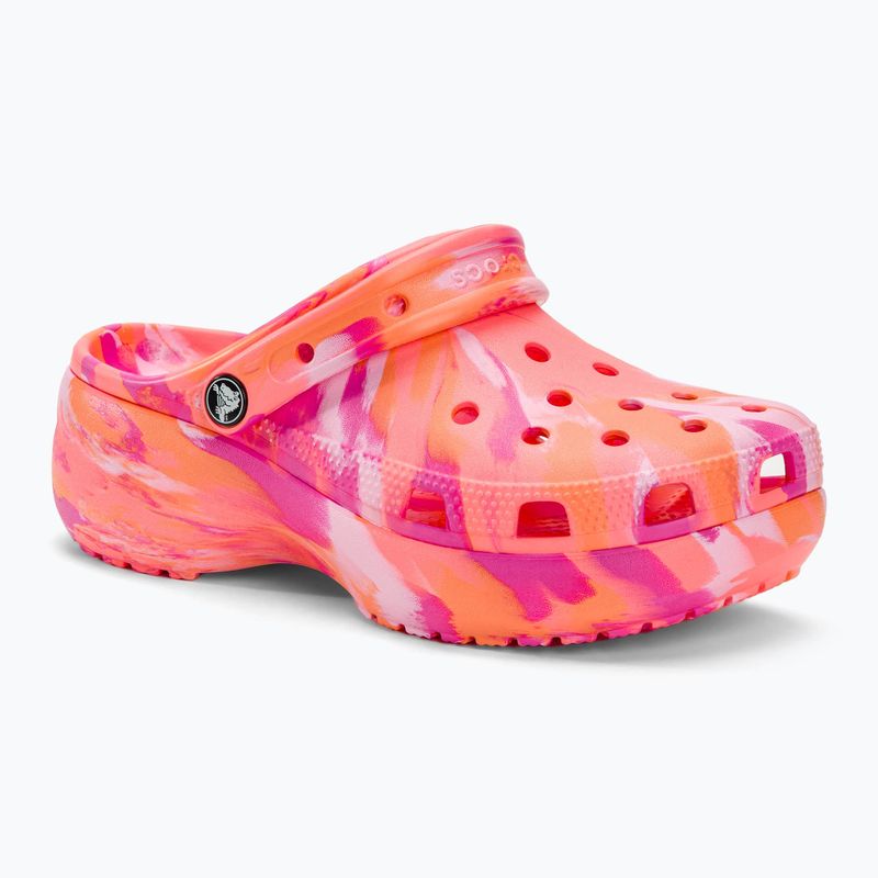 Klapki damskie Crocs Classic Platform Marbled guava/multi