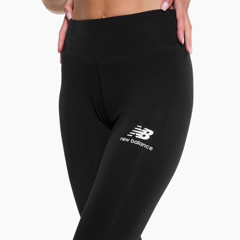 Legginsy treningowe damskie New Balance Essentials Stacked Logo Cotton black 4