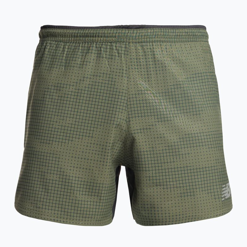 Spodenki do biegania męskie New Balance Printed Impact Run 5" deep olive green 7