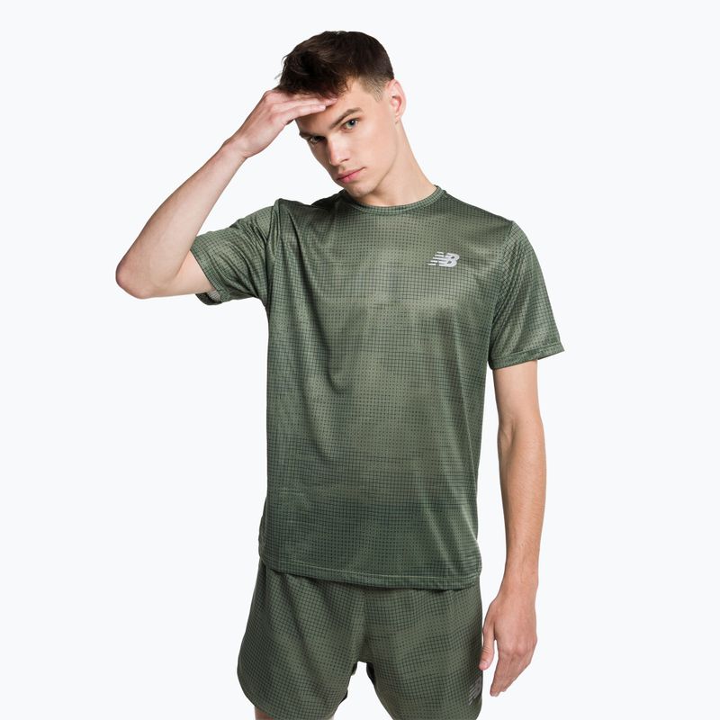 Koszulka do biegania męska New Balance Printed Impact Run deep olive green