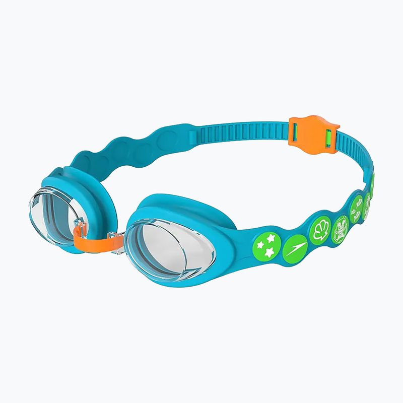 Okulary do pływania dziecięce Speedo Spot azure blue/fluro green/fluro orange/clear